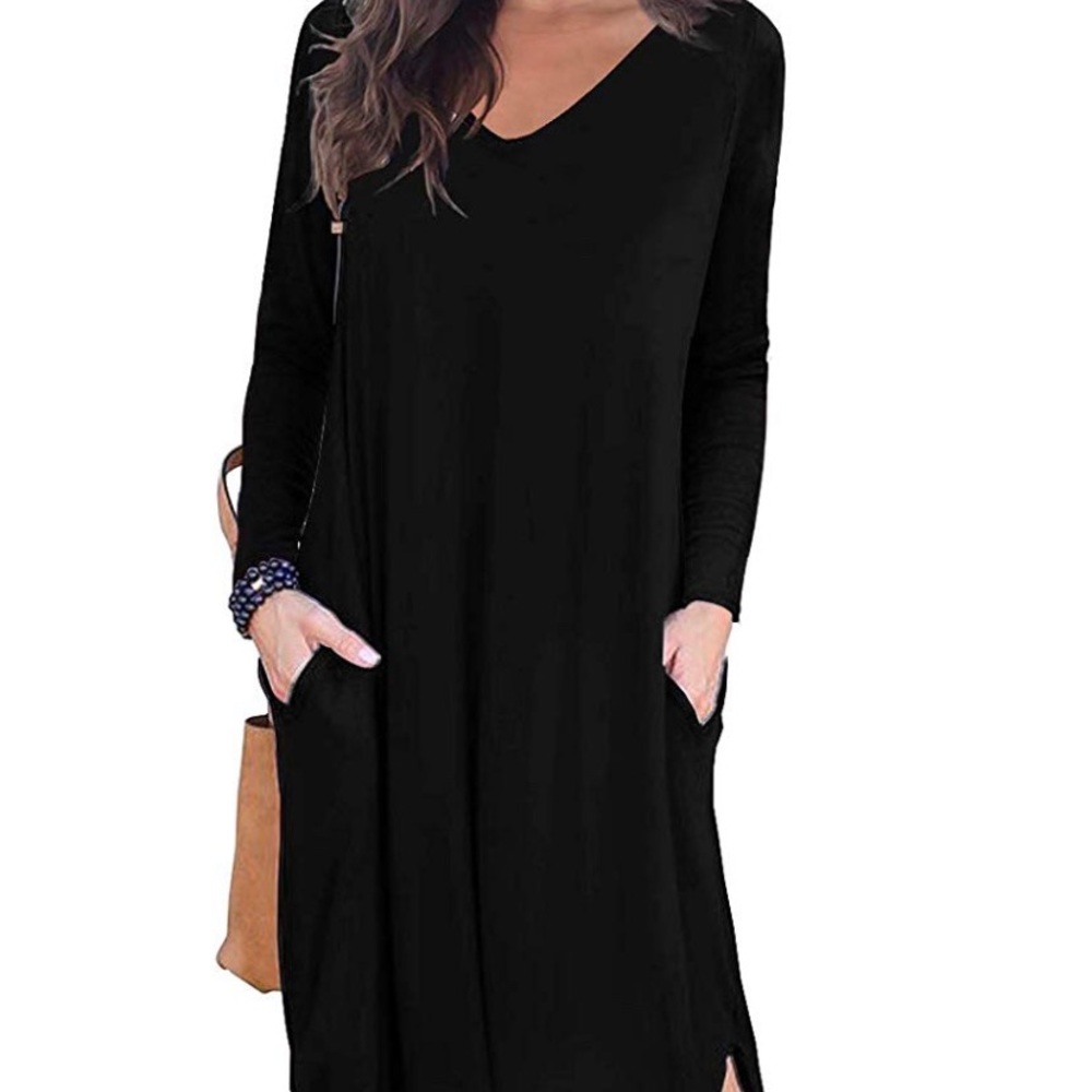 Black maxi with slit and pockets